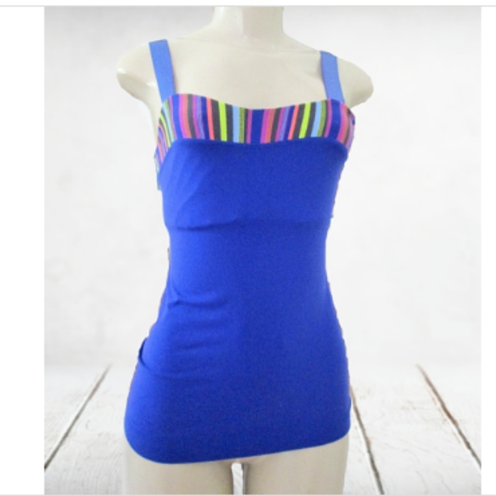 LULULEMON 4 Rainbow Striped Trim Stretch Tank Top